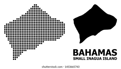 Pixelated map of Small Inagua Island composition and solid illustration. Vector map of Small Inagua Island composition of sphere pixels on a white background.