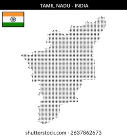 Pixelated map of Tamil Nadu with dots
