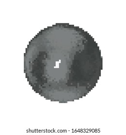 Balón metálico Pixelado. Esfera de hierro. Ilustración del vector Pixel Art 3d. Aislado sobre fondo blanco.
