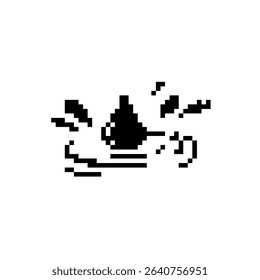 Pixelated mosaic art featuring a comic-style face with a teardrop, giving a humorous expression.