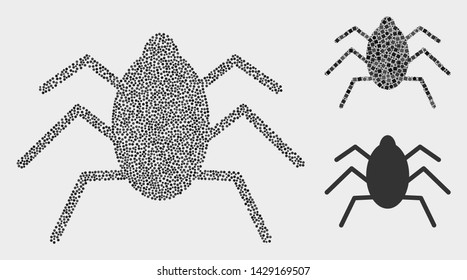 Pixelated and mosaic mire tick icons. Vector icon of mire tick created of irregular round pixels. Other pictogram is designed from square pixels.