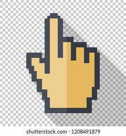 Pixelated mouse cursor in flat style on transparent background