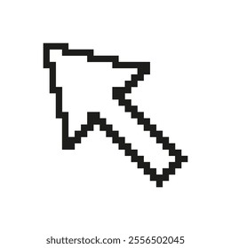 Pixelated Mouse Pointer Icon. Classic Arrow Cursor in Pixel Art Design. Retro Arrow Symbol for Computer Interaction. Isolated Vector Illustration.