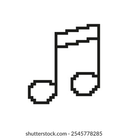 Icono de nota musical pixelada. Símbolo musical de estilo retro en Pixel Art. Símbolo de melodía y sonido. Ilustración vectorial aislada.