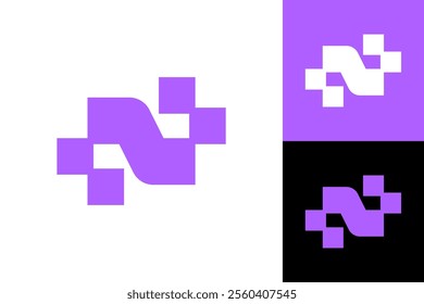 Pixelated N Letter Simple Logo