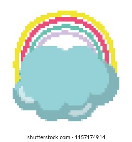 pixelated nice rainbow style and cloud