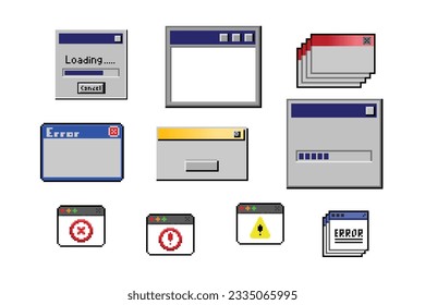 conjunto de colección de signos de notificación pixelada