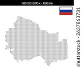 Pixelated Novosibirsk area with dots