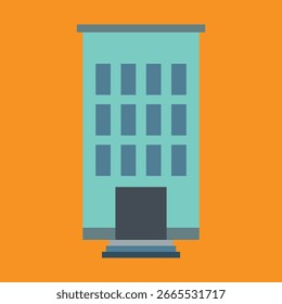 Verpixelte Bürogebäude-Illustration mit einfachem Design und türkisfarbener Farbpalette für Geschäfts- und Architekturbilder