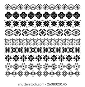 Pixelated ornaments collection on black colour