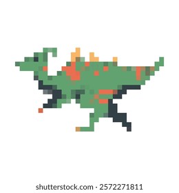 Imagem de dinossauro parasaurolophus vetorial pixelado isolado no fundo.