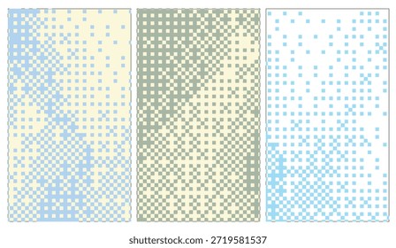 Patrones pixelados Azul Amarillo Verde Cuadrados Gradiente Desvanecimiento Textura Fondo para el diseño moderno abstracto, carteles y arte digital que requiere un sutil interés visual