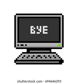 Pixelated PC and laptop set bye - isolated vector illustration