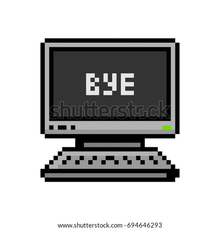 Pixelated PC and laptop set bye - isolated vector illustration
