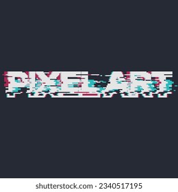pixelförmige Pixelkunsttypografie mit Glitzeffekt, schwarzer Hintergrund