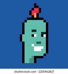 Pixelated Portrait Of A Genie With A Fiery Tail