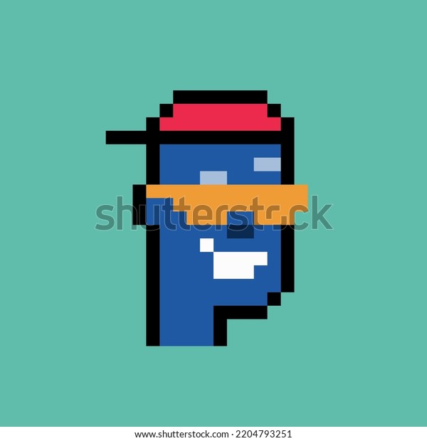 Pixelated Portrait Man Red Cap Yellow Stock Vector (Royalty Free ...