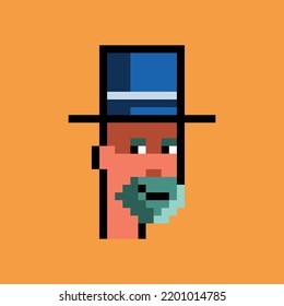 Pixelated Portrait Of A Man With A Top Hat