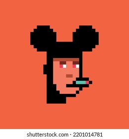 Pixelated Portrait Of A Man Wearing Mouse Ears