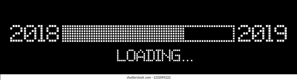 pixelated progress bar year 2018 to 2019 loading vector illustration