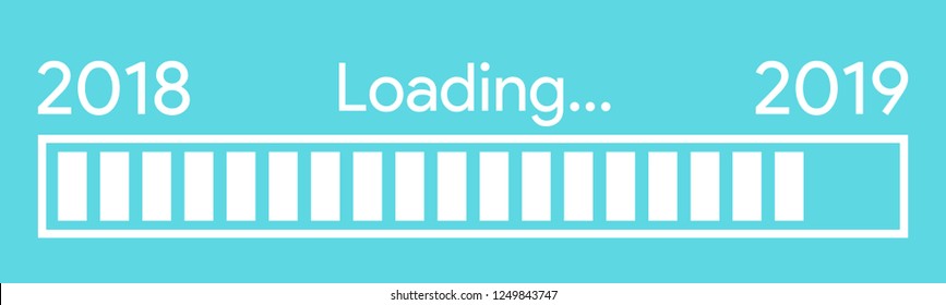 pixelated progress bar year 2018 to 2019 loading vector illustration