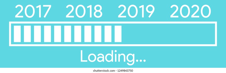 pixelated progress bar year 2018 to 2019 loading vector illustration