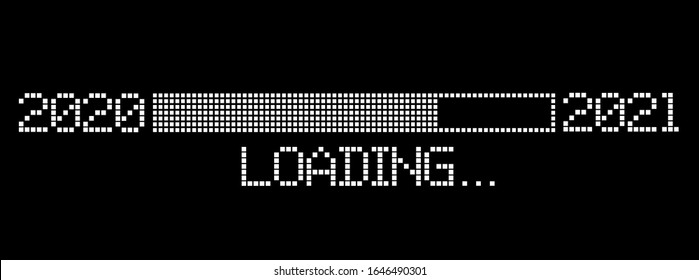 pixelated progress bar year 2020 to 2021 loading vector illustration