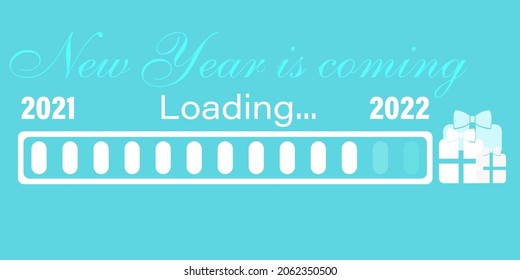 barra de progreso pixelada año 2021 a 2022 carga, tiempo para regalo, ilustración vectorial