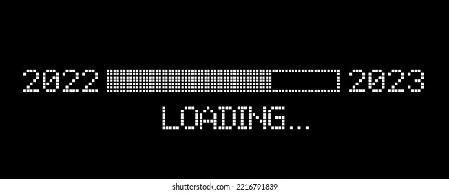 pixelated progress bar year 2022 to 2023 loading vector illustration