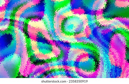 Pixelated psychedelic background. Moire overlapping effect. Vector image.