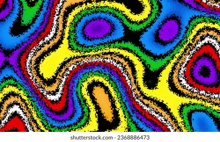 Pixelated psychedelic background. Moire overlapping effect. Vector image. Glitch texture