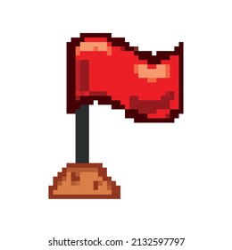 pixelated red flag icon isolated