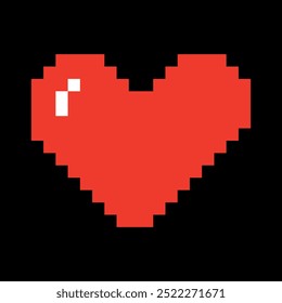 Corazón rojo pixelado. Elemento para redes sociales, carteles, etc.