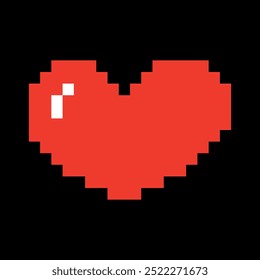 Corazón rojo pixelado. Elemento para redes sociales, carteles, etc.
