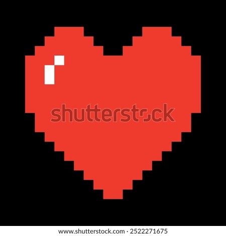 Pixelated red heart. Element for social media, posters, etc.