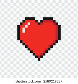 Pixelated Red Heart Icon | Retro Gaming Style Vector