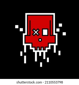 Pixelated Red Skull Head for Apparel Design especially for T shirt, jacket, hoodie, sweater or anything 