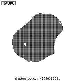 A pixelated representation of Nauru's outline is shown, featuring the country's name at the top in a clear and bold font.