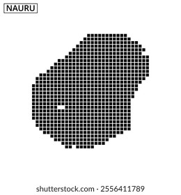 A pixelated representation of Nauru's outline is shown, featuring the country's name at the top in a clear and bold font.