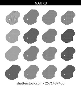 A pixelated representation of Nauru's outline is shown, featuring the country's name at the top in a clear and bold font.