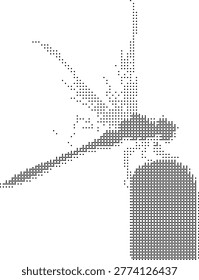 A pixelated retro halftone dotted dither portrait in abstract monochrome vintage style featuring minimalist graphic pattern vector texture for modern geometric art and retrostyle design