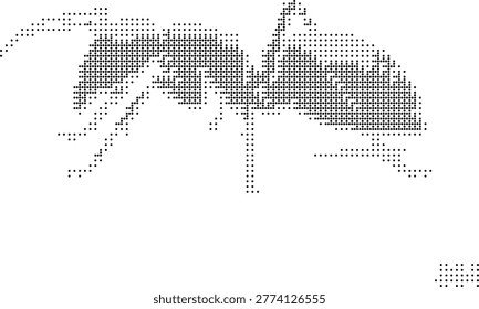 A pixelated retro halftone dotted dither horse illustration in monochrome minimalist graphic style perfect for vintage poster animal art and dotmatrix retrostyle black vector designs