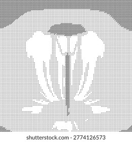 A pixelated retro halftone dotted dither monochrome portrait with vintage effect ideal for graphic minimalist abstract art poster and dotpattern designs in blackwhite style