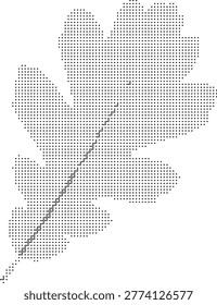 A pixelated retro halftone dotted dither maple leaf in monochrome black vintage minimalist style ideal for graphic illustration vector art and printable graphicdesign elements