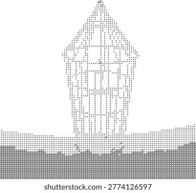 A pixelated retro halftone dotted dither portrait in monochrome minimalist vintage abstract style featuring dotpattern art as a vector graphic with stylized digital illustration and retrostyle blackwhite aesthetic