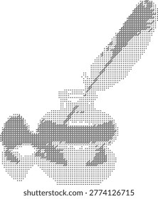A pixelated retro halftone dotted dither thumbs-up hand gesture in monochrome minimalist style featuring abstract black and white dot art perfect for trendy graphic vector icons and printable symbolism