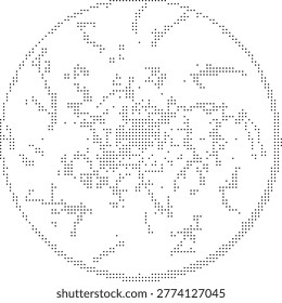 A pixelated retro halftone dotted dither portrait in monochrome blackwhite style ideal for minimalist graphic design and abstract art prints or vintage posters with a stencil effect