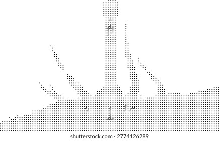 A pixelated retro halftone portrait using monochrome dotpattern technique with vintage graphic style ideal for minimalist poster design vector art and halftoning texture effects in printstyle projects