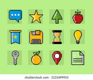 Symbolsatz für pixelige Retro-Symbole