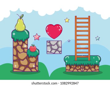 Pixelated retro videogame scenery
